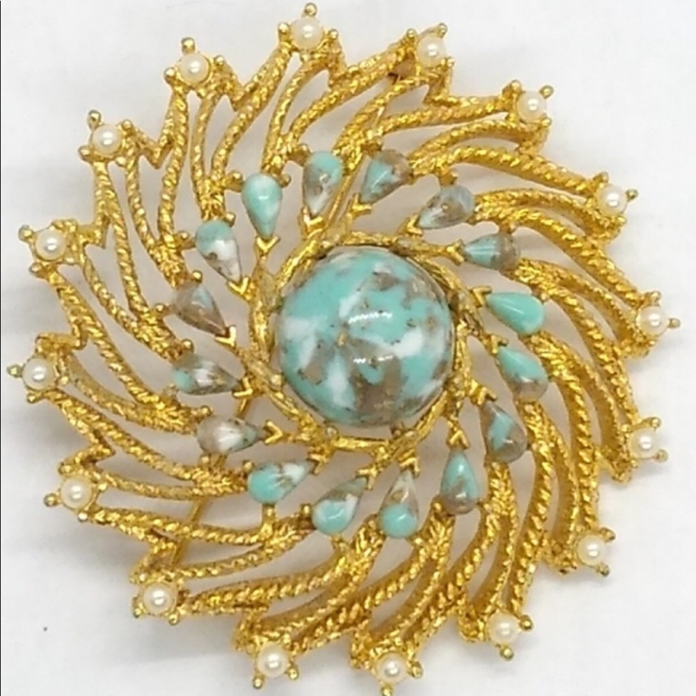 Vintage Azure Skies Larimar Sarah Coventry Brooch - Picture 3 of 16